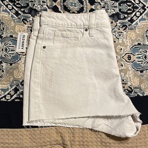 Old Navy distressed white jean shorts